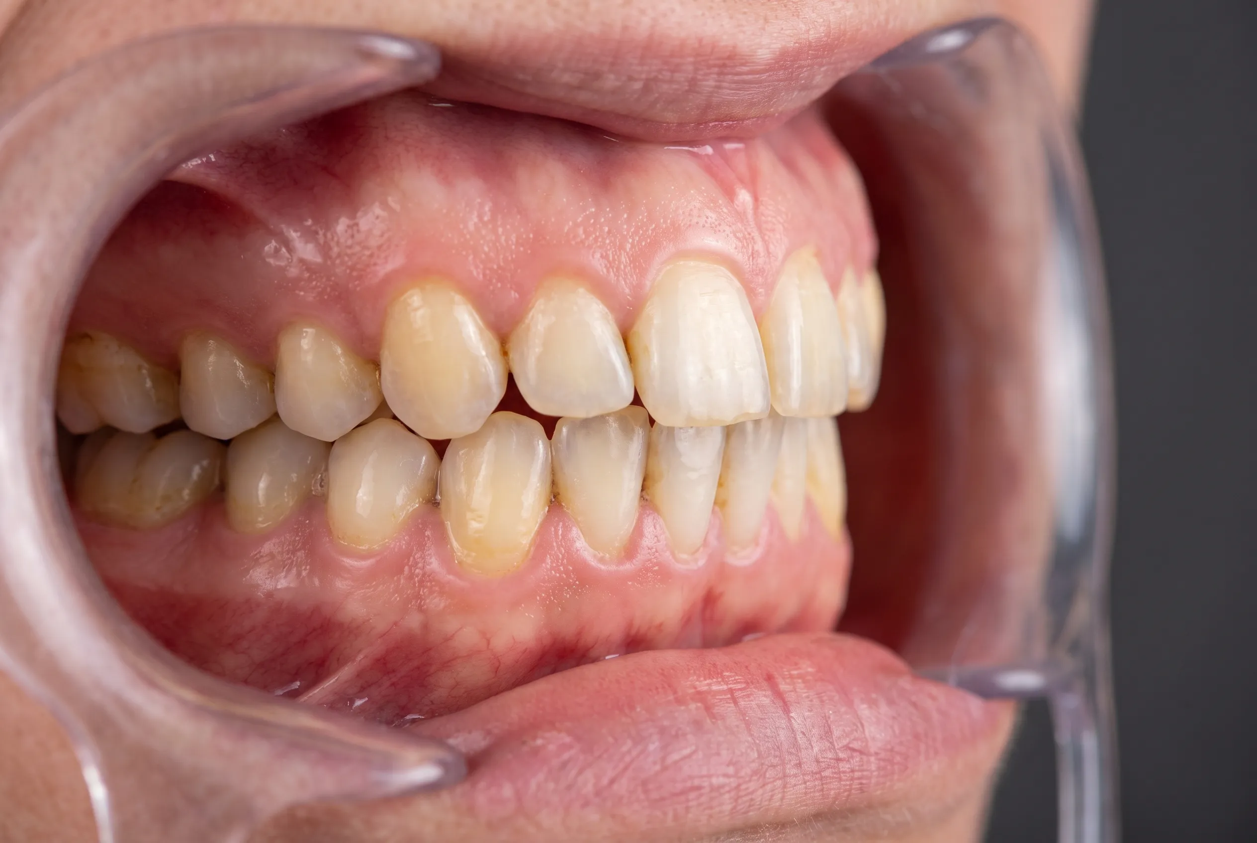 Dientes apiñados y desalineados antes del tratamiento de ortodoncia