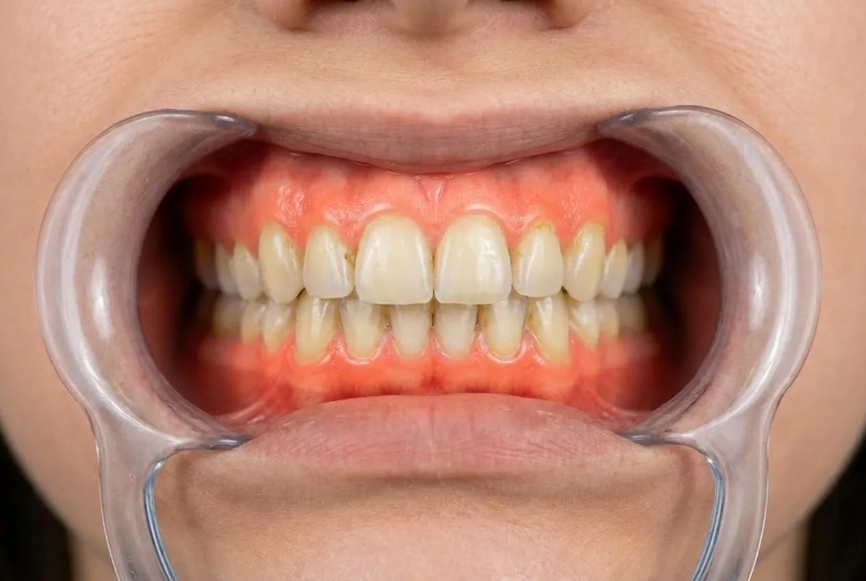 Dientes amarillos y opacos antes del blanqueamiento dental